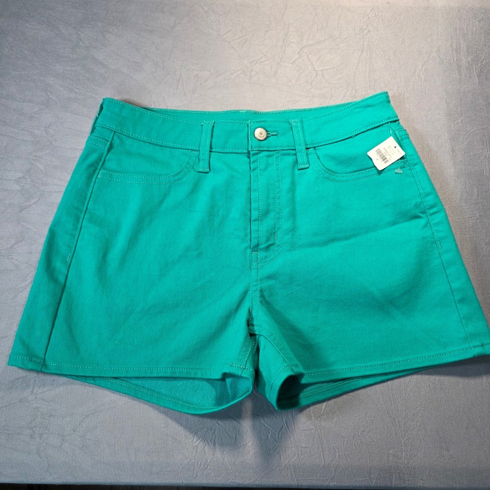NWT Old Navy High-Rise Wow Shorts Womens 6 Teal Green Stretch‎ Denim 5-Pocket